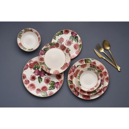 24-piece dinner set red/white/green/ceramic