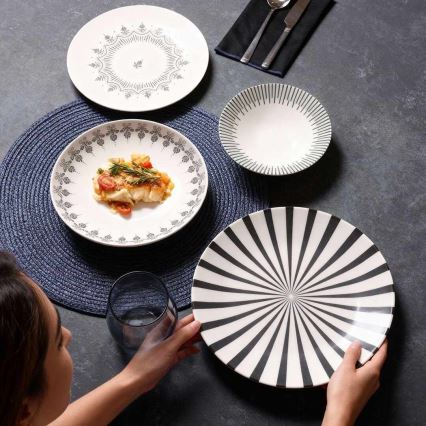24-piece dinner set white/black/porcelain