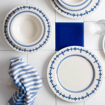 24-piece dinner set white/blue/porcelain