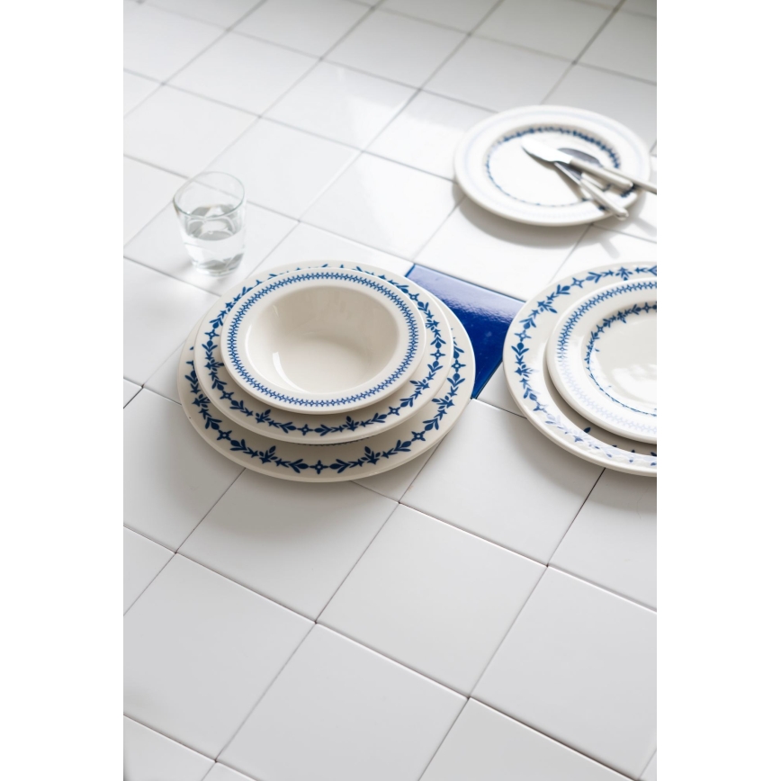 24-piece dinner set white/blue/porcelain
