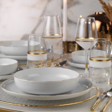 24-piece dinner set white/gold/porcelain