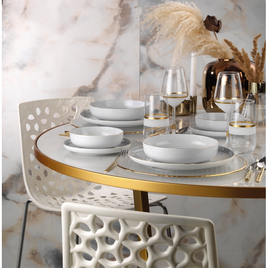 24-piece dinner set white/gold/porcelain
