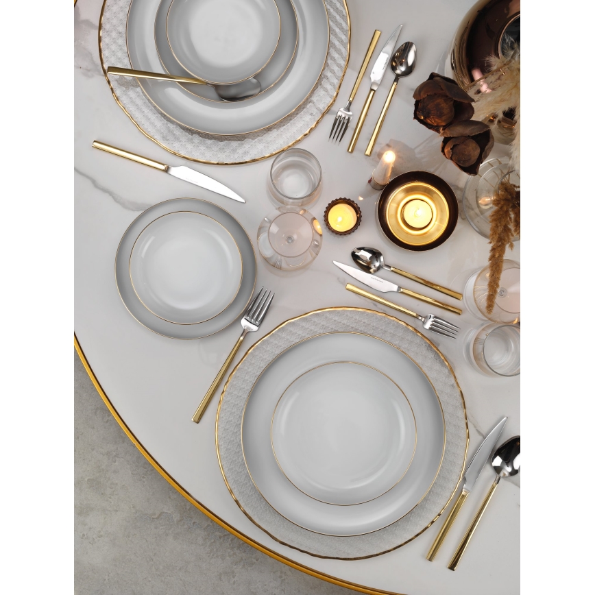 24-piece dinner set white/gold/porcelain