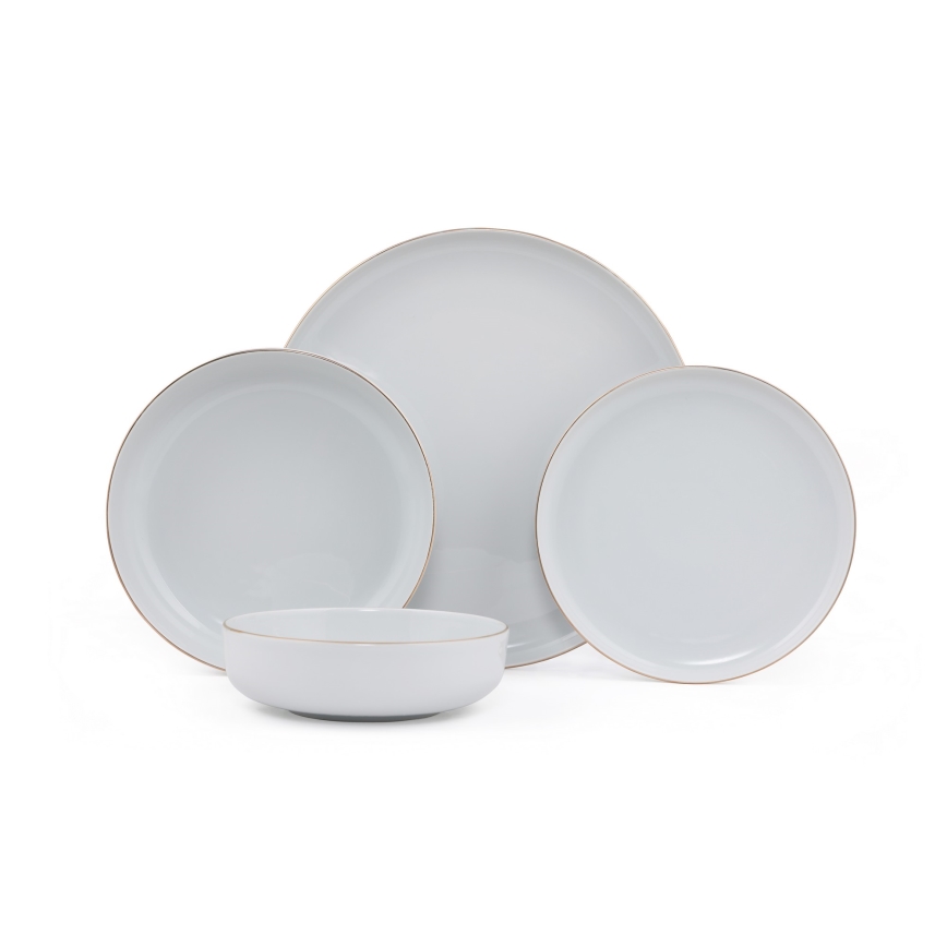 24-piece dinner set white/gold/porcelain