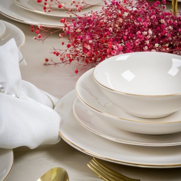 24-piece dinner set white/gold/porcelain