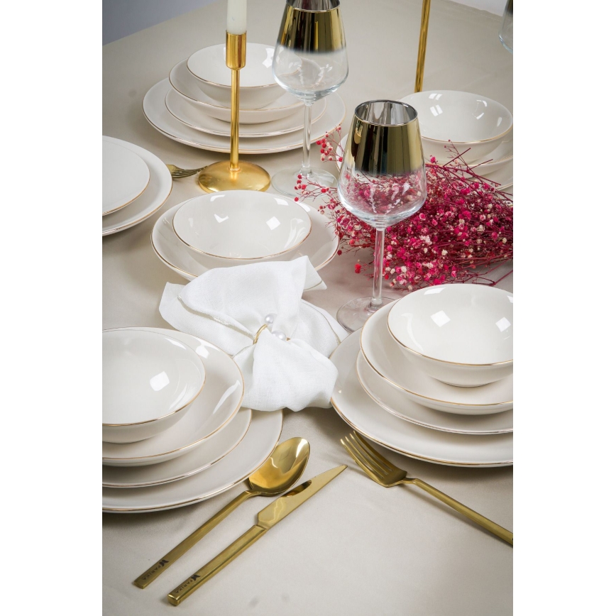 24-piece dinner set white/gold/porcelain