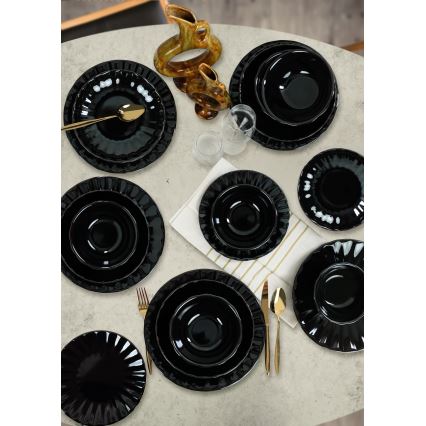 24-piece dinnerware set – black stoneware