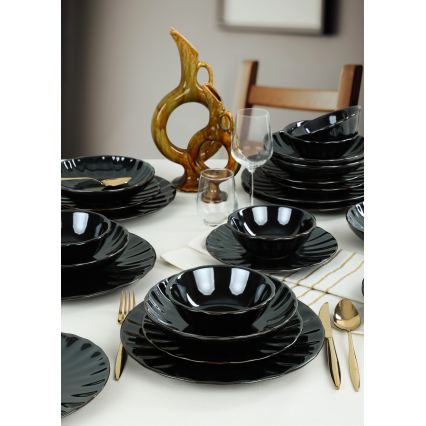 24-piece dinnerware set – black stoneware