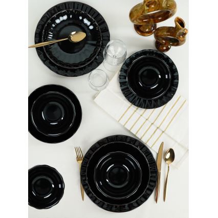 24-piece dinnerware set – black stoneware