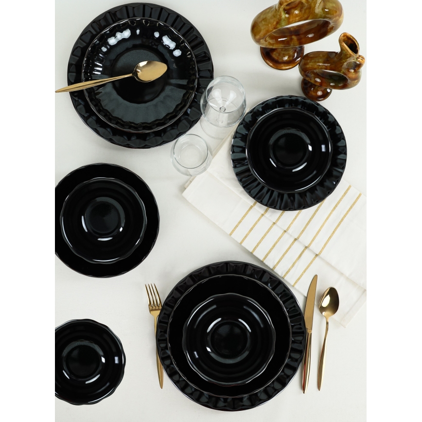 24-piece dinnerware set – black stoneware