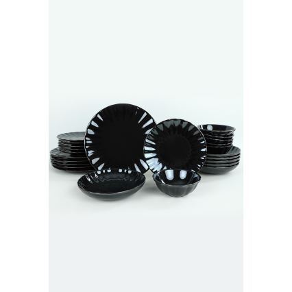 24-piece dinnerware set – black stoneware
