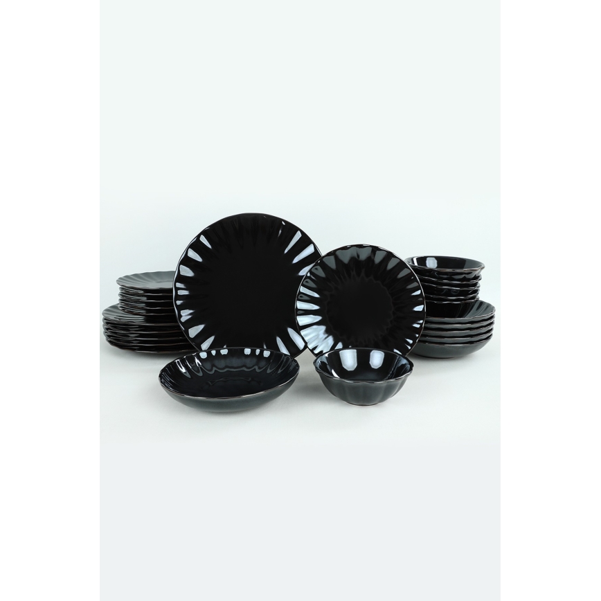 24-piece dinnerware set – black stoneware