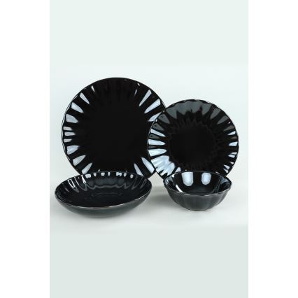 24-piece dinnerware set – black stoneware