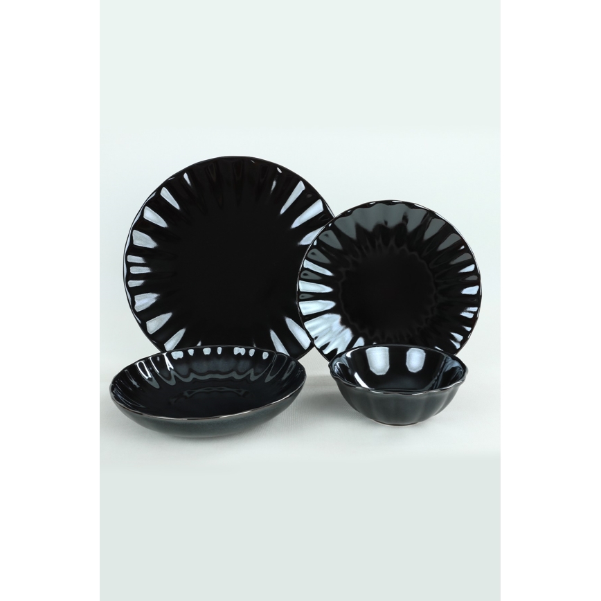 24-piece dinnerware set – black stoneware