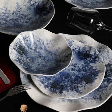 24-piece dinnerware set blue/porcelain