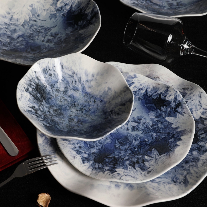 24-piece dinnerware set blue/porcelain