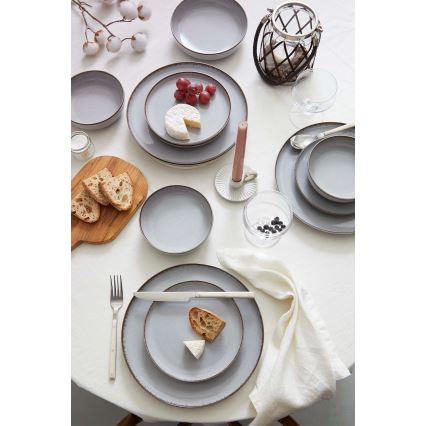 24-piece dinnerware set, elegant grey porcelain
