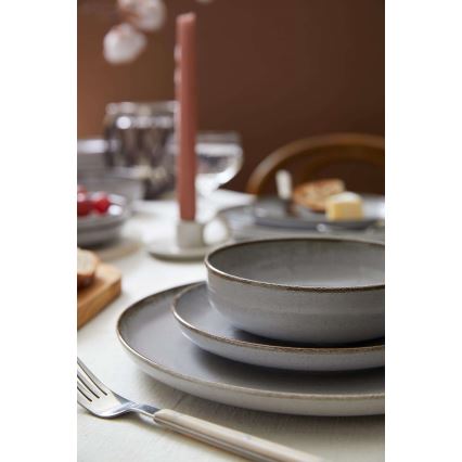 24-piece dinnerware set, elegant grey porcelain