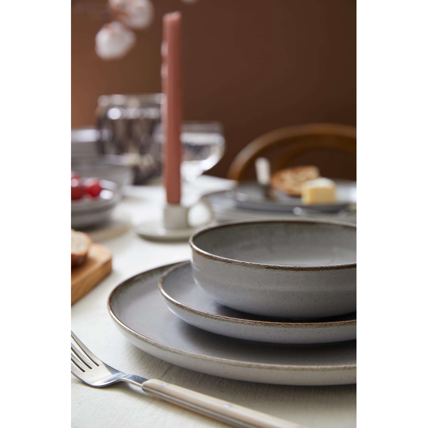 24-piece dinnerware set, elegant grey porcelain
