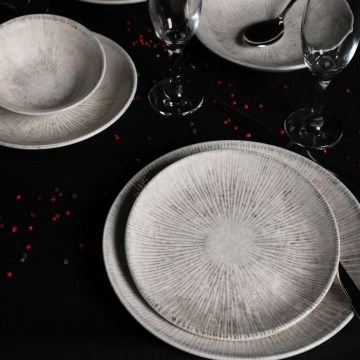 24-Piece Dinnerware Set, Gray Porcelain