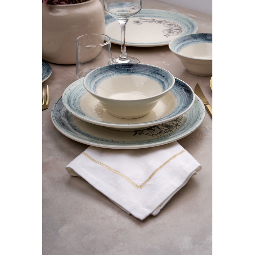 24-piece dinnerware set white/blue/ceramic