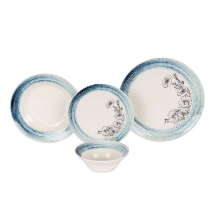 24-piece dinnerware set white/blue/ceramic