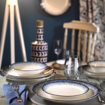 24-piece dinnerware set white/blue/porcelain