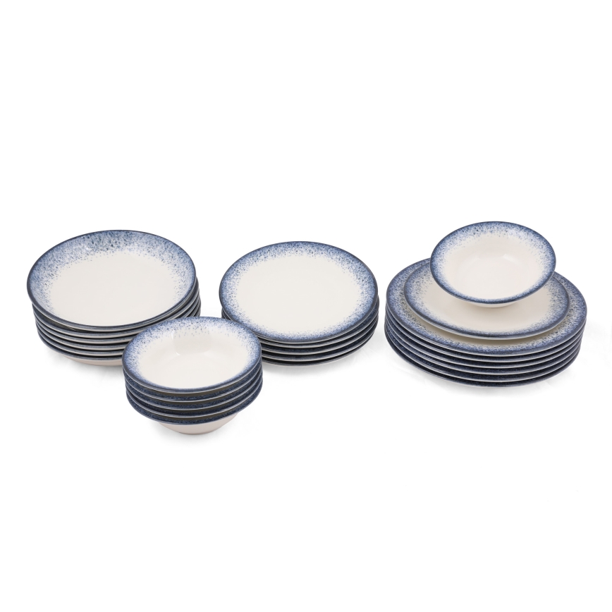 24-piece dinnerware set white/blue/porcelain
