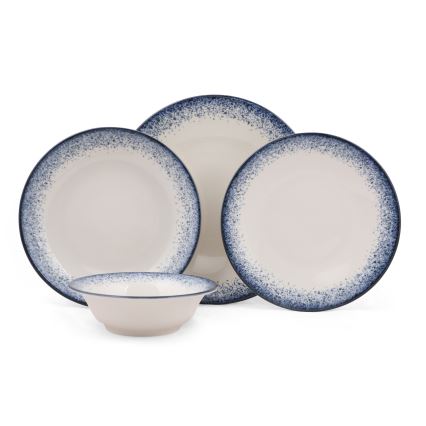 24-piece dinnerware set white/blue/porcelain