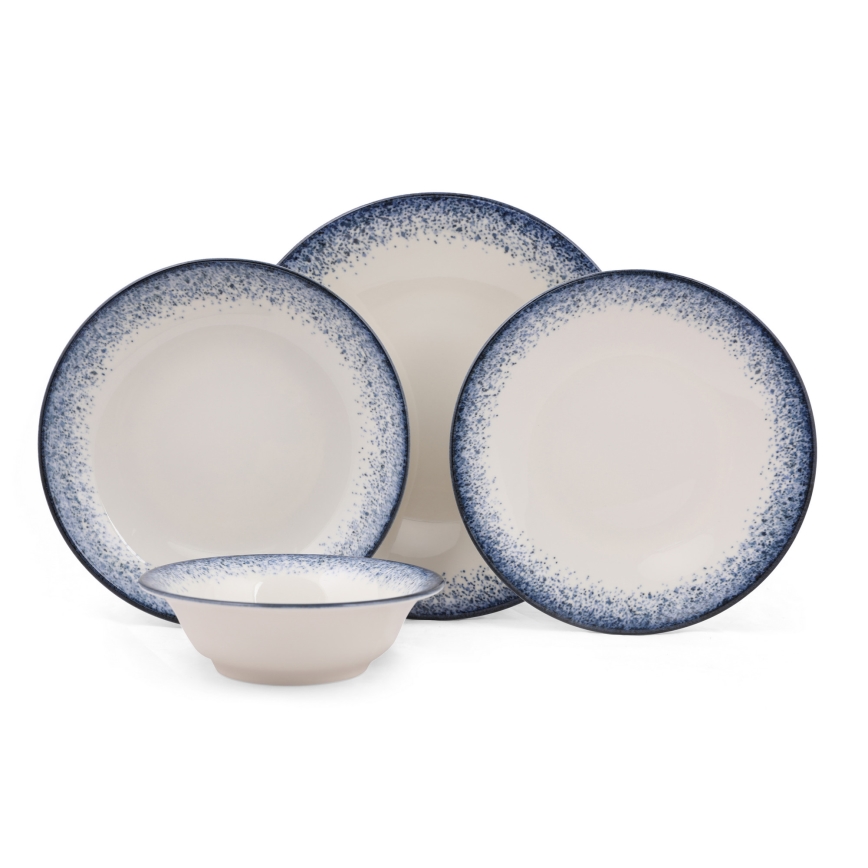 24-piece dinnerware set white/blue/porcelain