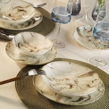 24-piece dinnerware set — available in white, brown or porcelain