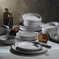 24-piece gray/porcelain dinner set