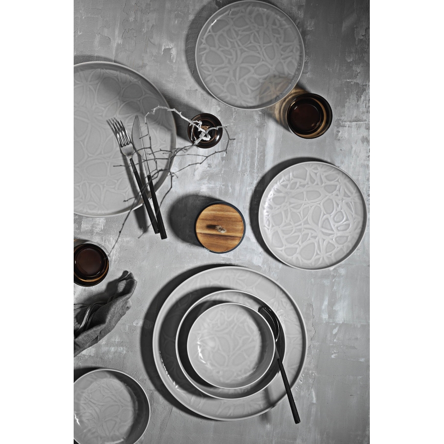24-piece gray/porcelain dinner set