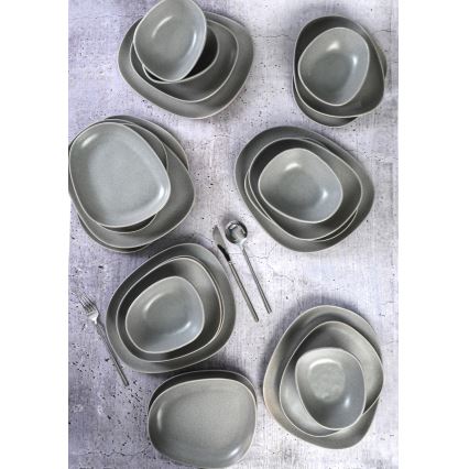 24-piece gray stoneware dining set