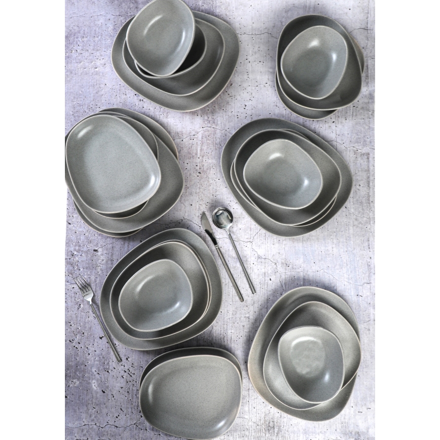 24-piece gray stoneware dining set