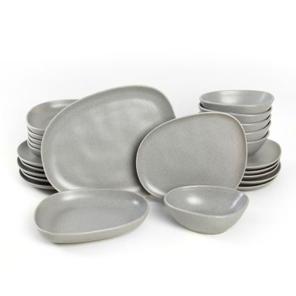 24-piece gray stoneware dining set