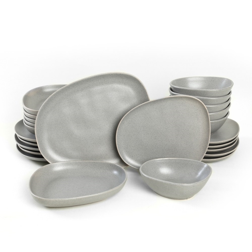 24-piece gray stoneware dining set