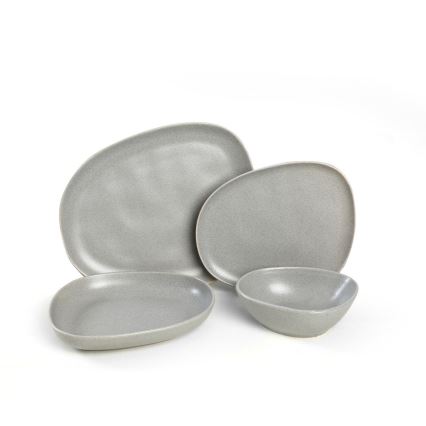 24-piece gray stoneware dining set