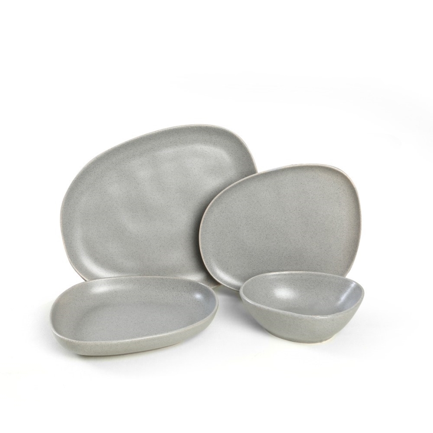 24-piece gray stoneware dining set