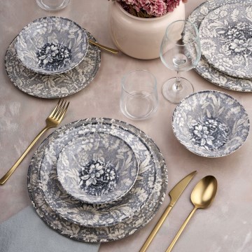 24-piece grey ceramic dinner set