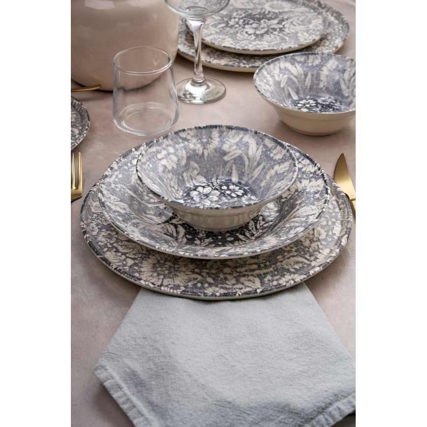24-piece grey ceramic dinner set