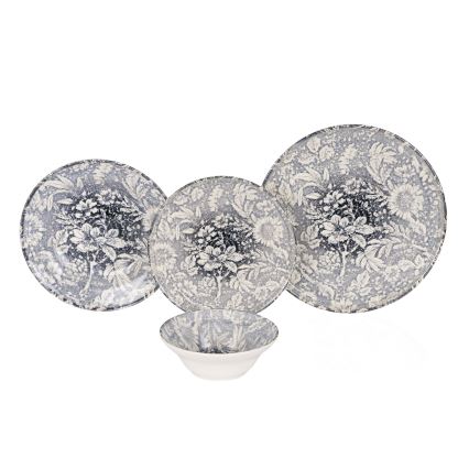 24-piece grey ceramic dinner set