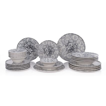 24-piece grey ceramic dinner set