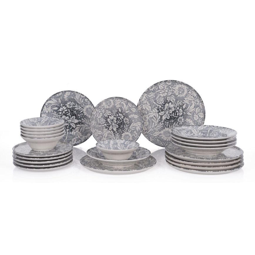 24-piece grey ceramic dinner set