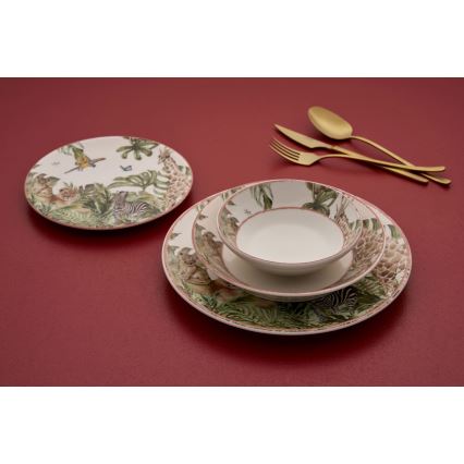 24-piece multicolored ceramic dinner set