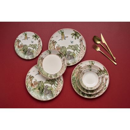 24-piece multicolored ceramic dinner set