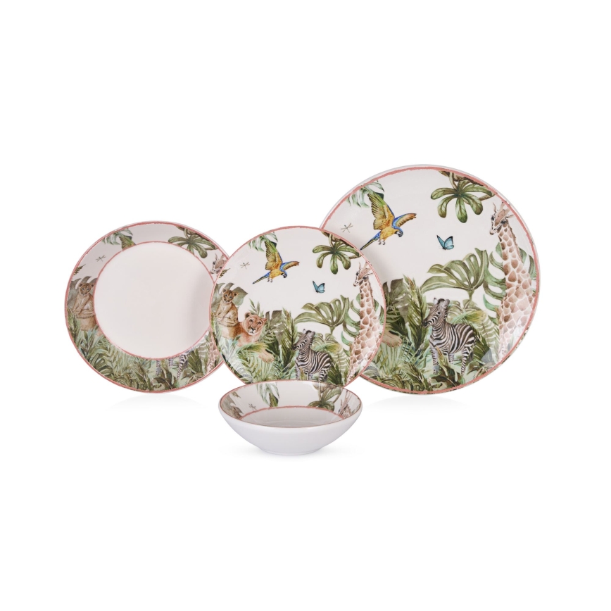 24-piece multicolored ceramic dinner set