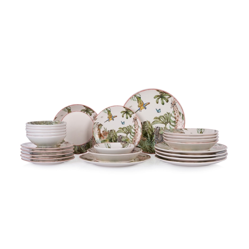 24-piece multicolored ceramic dinner set