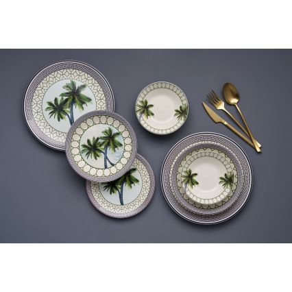 24-piece multicolored ceramic dinner set