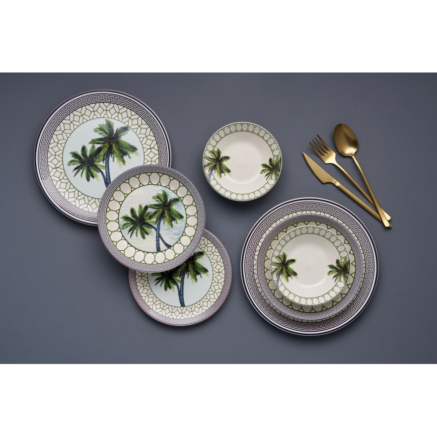 24-piece multicolored ceramic dinner set